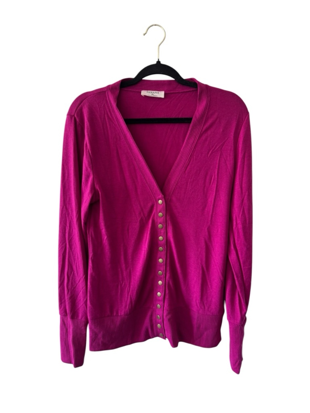 NWOT Zenana Hot Pink Snap-Front V-Neck Cardigan size xl